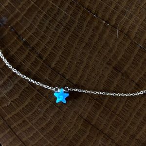 Iridescent blue star necklace!